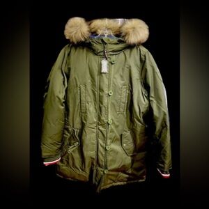 Tommy Hilfiger Green Jacket with Fur Hood